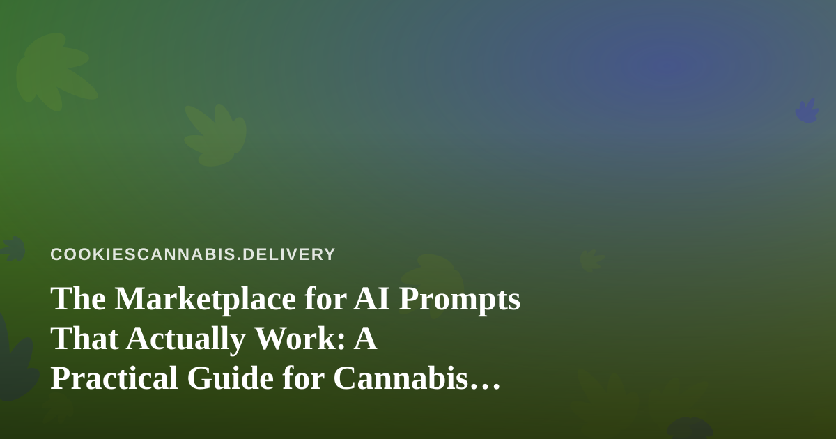 The Marketplace for AI Prompts That Actually Work: A Practical Guide for Cannabis Delivery Brands